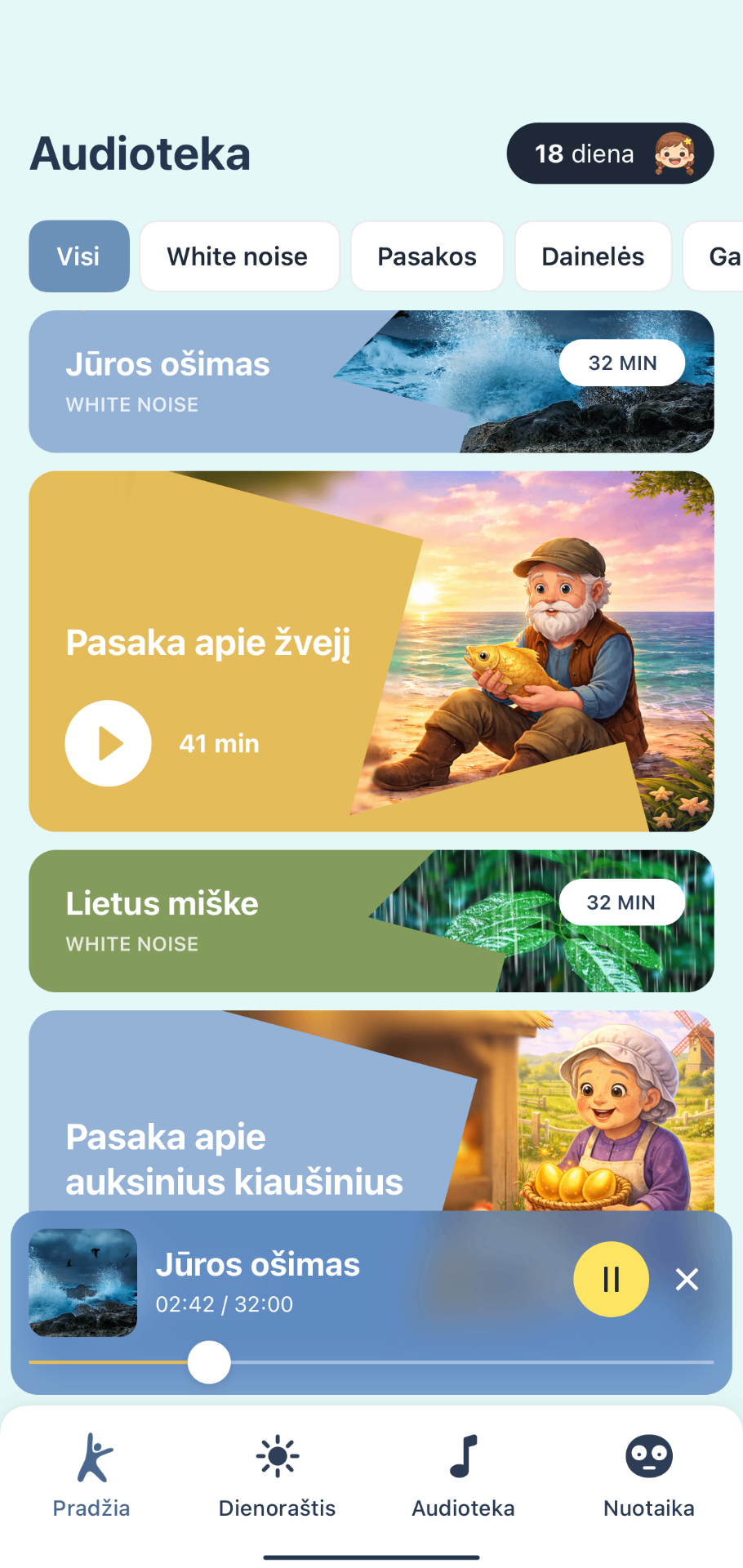 KIDUP audiotekos ekranas